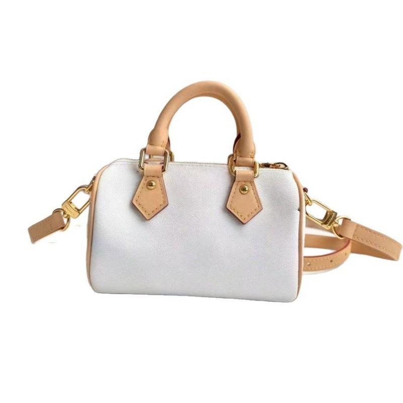 White Tricolor Pillow Bag Boston Single-shoulder Portable Bowknot Female Cowhide Handbag