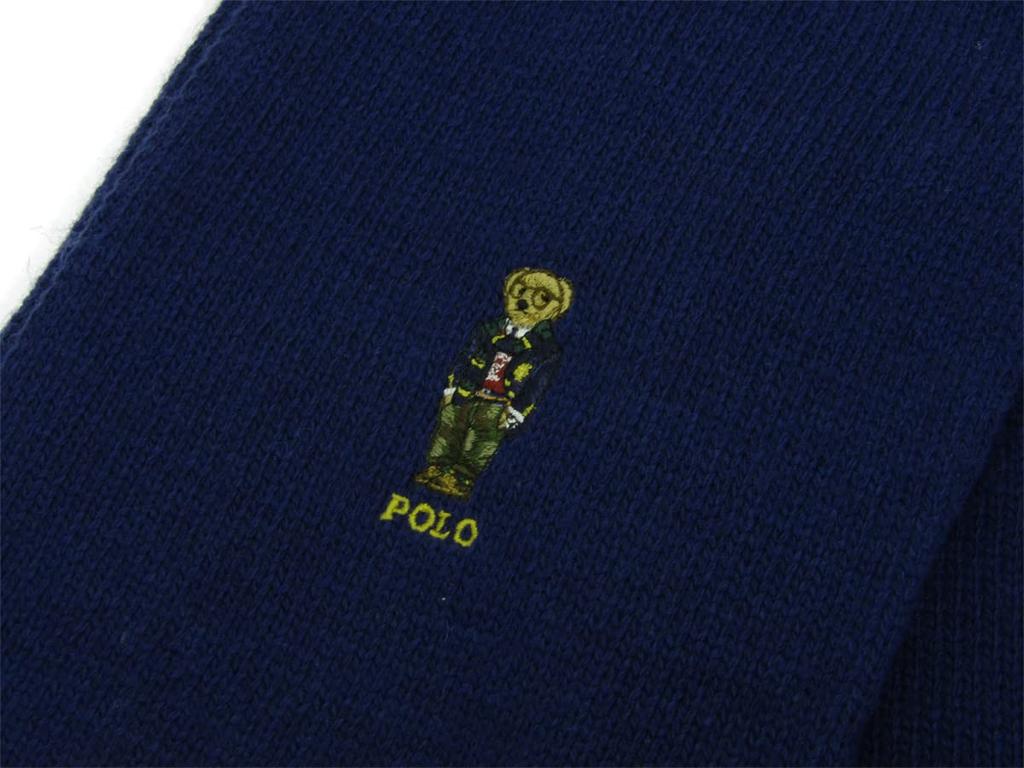 POLO RALPH LAUREN and Polo Bear Embroidered Men's Women's Scarf/Muffler, 0108996-S-NEWPORTNAVY [Used]