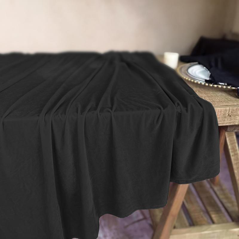Matt Velvet Black Tablecloth For Table 140X240Cm