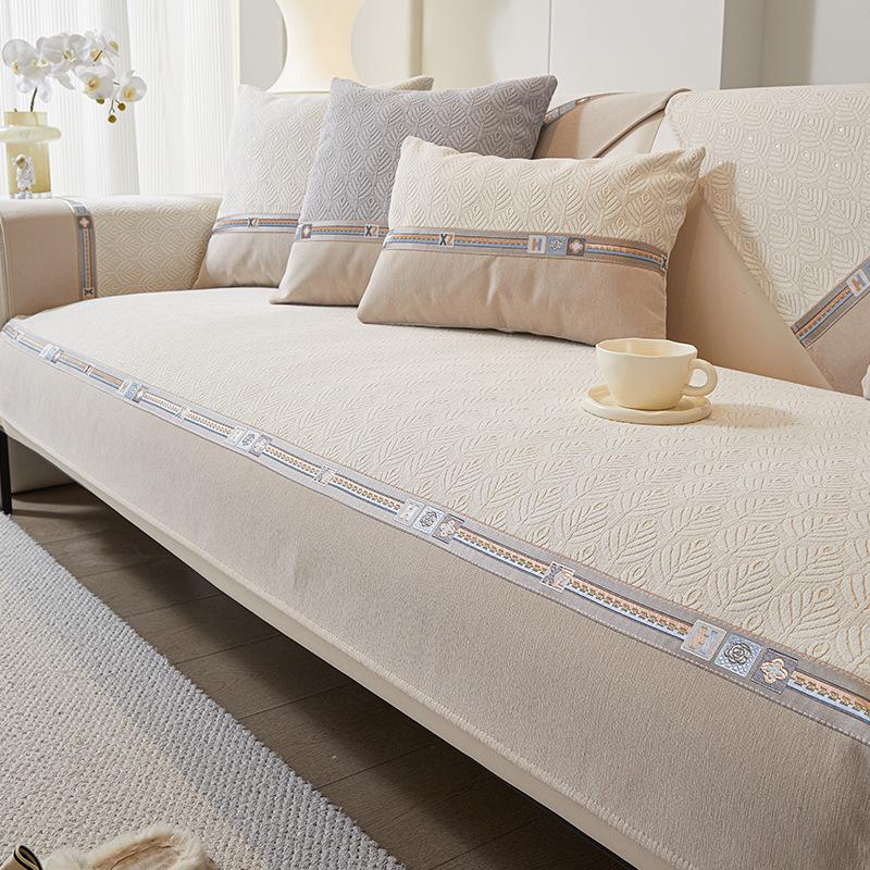 Sofakissen im nordischen minimalistischen Stil, Chenille, für alle Jahreszeiten, universeller Sofabezug, schmutzabweisend, rutschfest, kratzfestes Rückenlehnentuch