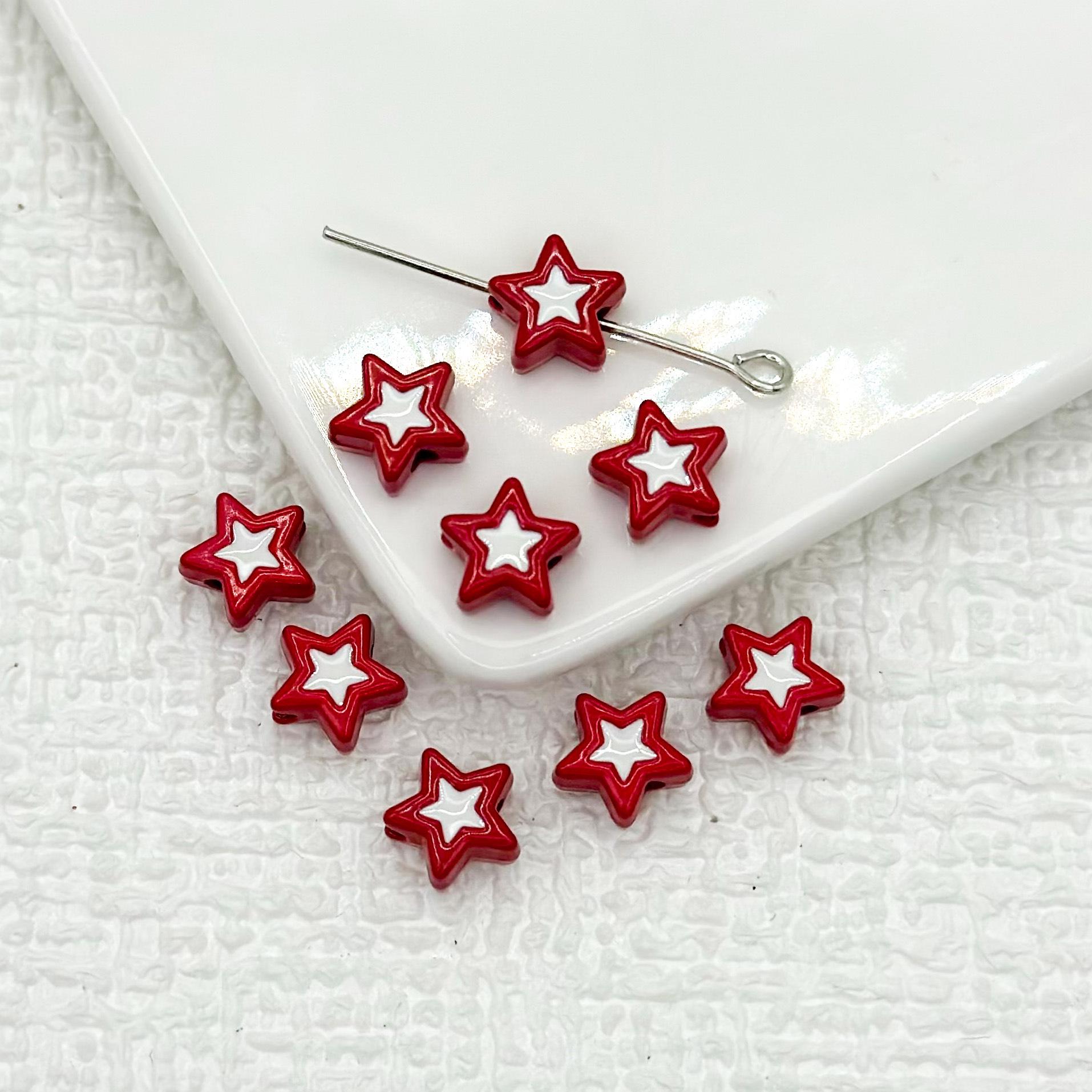 

Двухцветные бусины в форме пятиконечной звезды из сплава для самостоятельного изготовления украшений и браслетов. 8mm