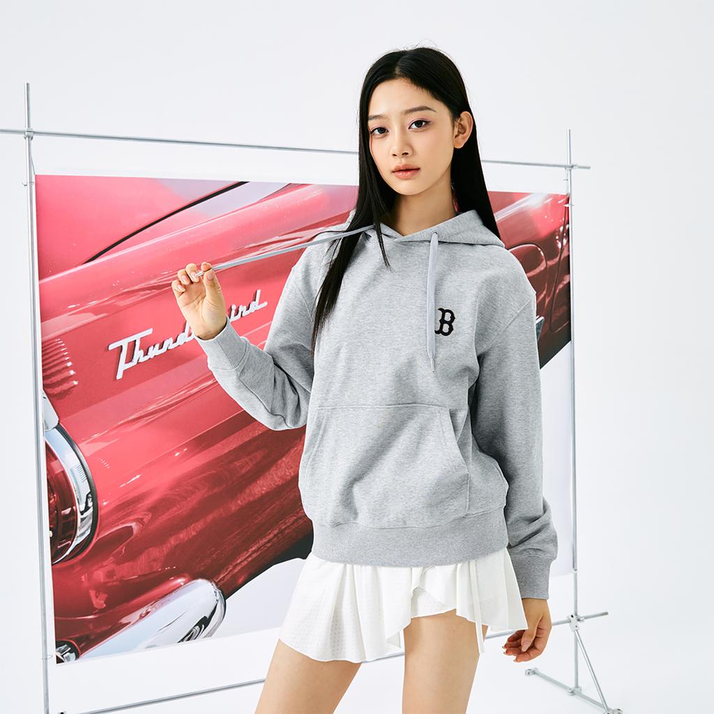 New MLB MONOGRAM Collection Boston Red Sox 24FW Hoodie Unisex Heather Gray 3AHDM0144-43MGS