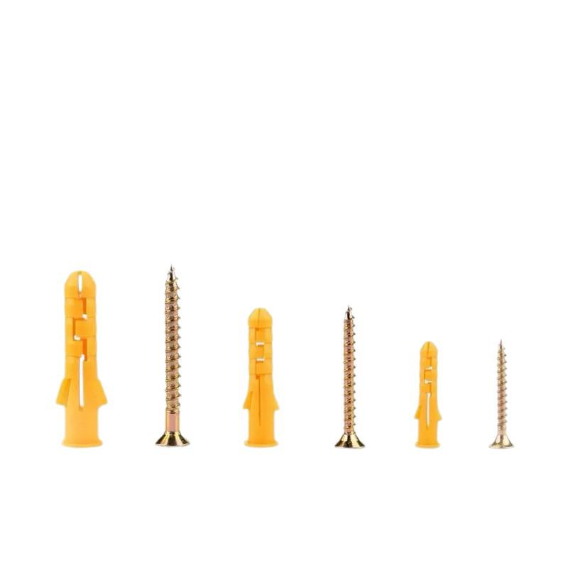 Yellow Plastic Expansion Bolt & Nylon Nail Plug Set for Plasterboard