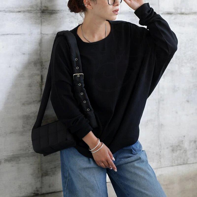 New Autumn Sweatshirt with A High-end and Lazy Style Loose Solid Color Round Neck Casual Top