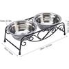 Pet Bowl, Stainless Steel Double Cat Dog Waterer Bowls Elevated Dog Feeder Pet Food Water Bowls with Retro Iron Stand Double Diner Feeder Bowls