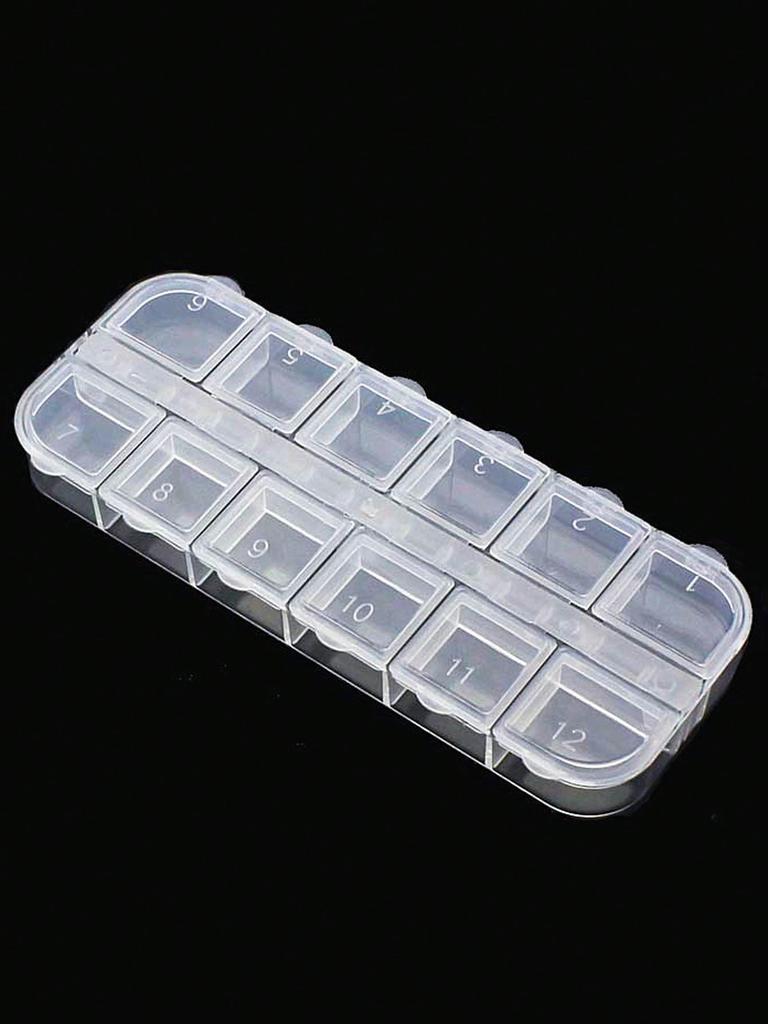1pc Empty Clear Plastic Organizer Box 6/7/12/24Grids Plastic Box Y2K Nail Art Rhnestone Storage /Container Tool