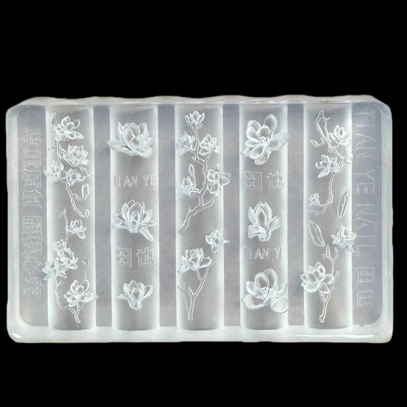 

3D Silicone Nail Mold Diy Magnolia Flower Design Nail Art Decorations Nail Transparent Templates Manicure Tool ONESIZE