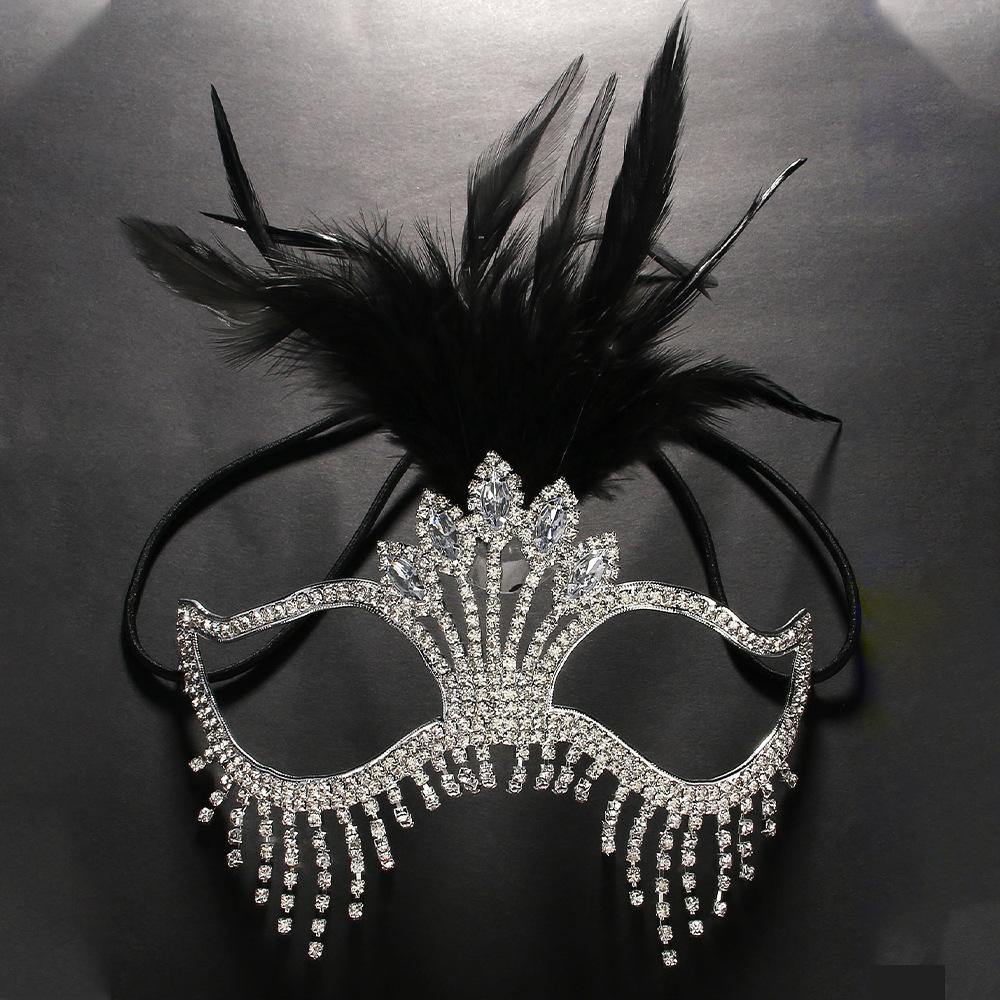 Trendy Feather Face Mask Halloween Inlaid