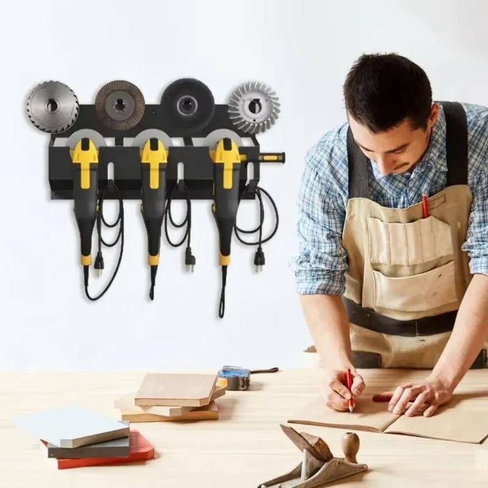 Large Capacity Tool Storage Rack Sturdy Metal Storage Rack  Fixed Polishers Holder