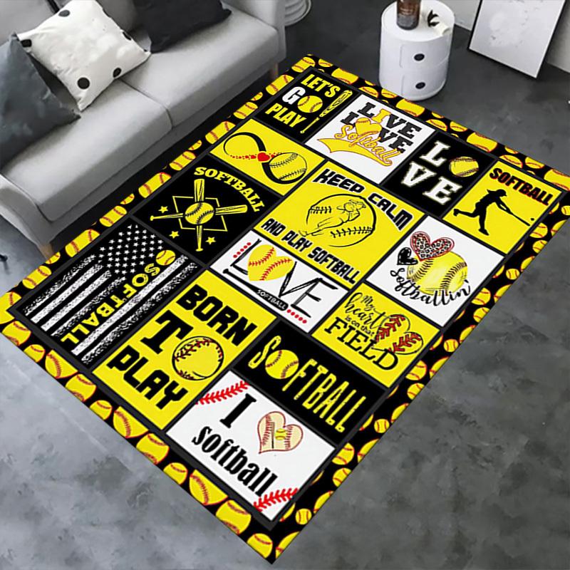 Office Carpet Softball Theme Decorative Throw Blanket for Sofa or Chair Protection