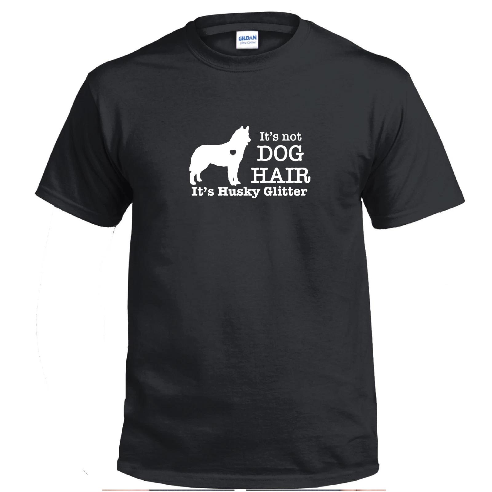 Its Not Dog Hair Its Husky Heart Glitter Funny Cotton Black T-Shirt 2XL
