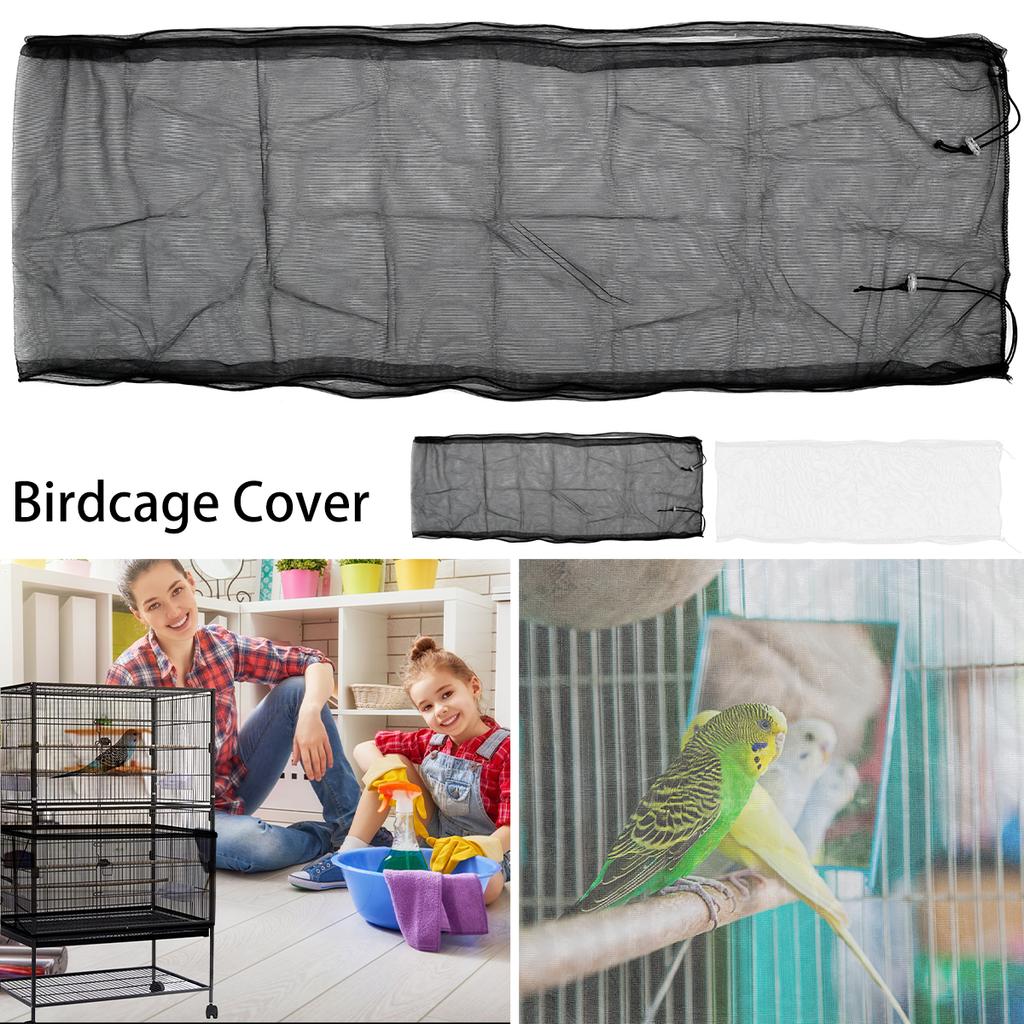 Universal Mesh Bird Cage Cover Skirt Net Easy Cleaning Seed Catcher Guard Bird Cage Accessories Airy Mesh Parrot Bird Cage Cover