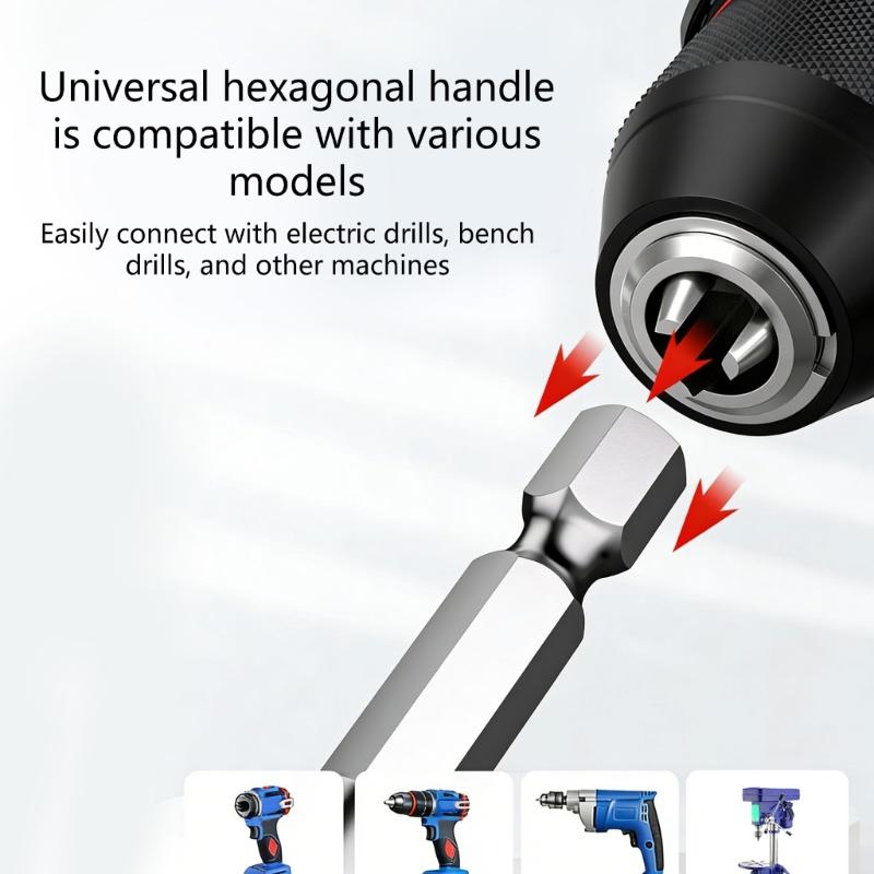 Pack Of 3 Hexagonal Shank Square Drive Socket Adapter Extension Bar 150mm 1/4", 3/8", 1/2" For Power Drill And Auto Repair