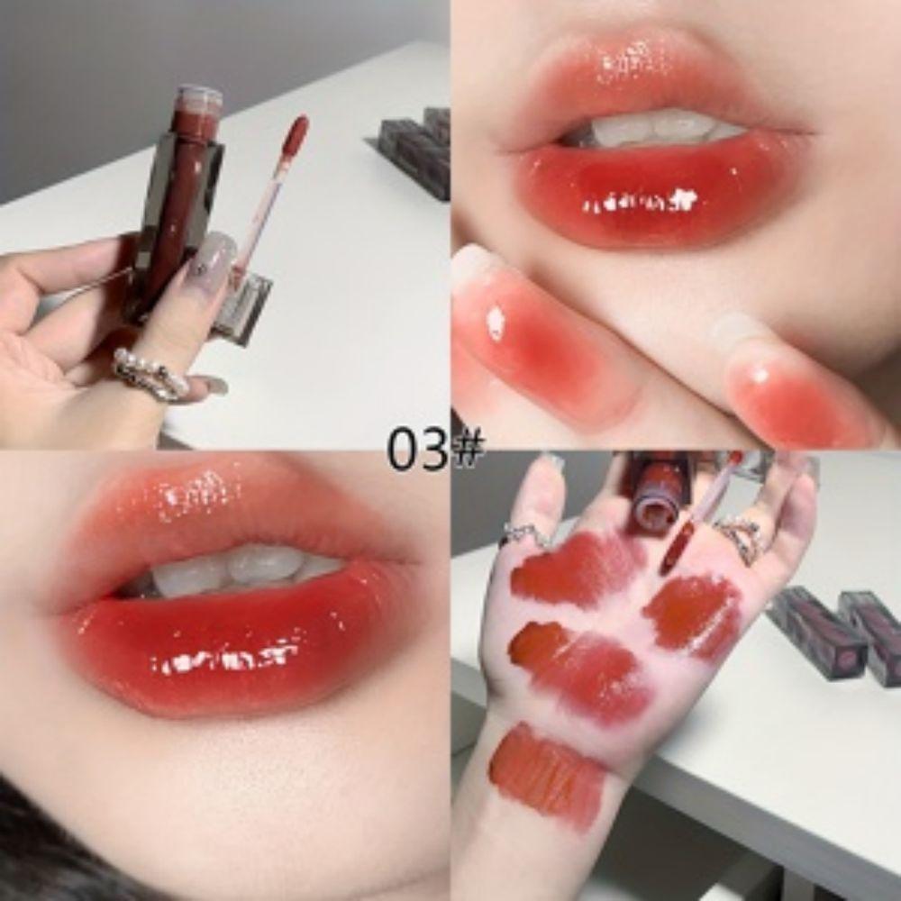 SHAQINUO Feuchtigkeitsspendender Lipgloss in schwarzer Tube, 6 Farben, feuchtigkeitsspendender Spiegel, Lippenglasur