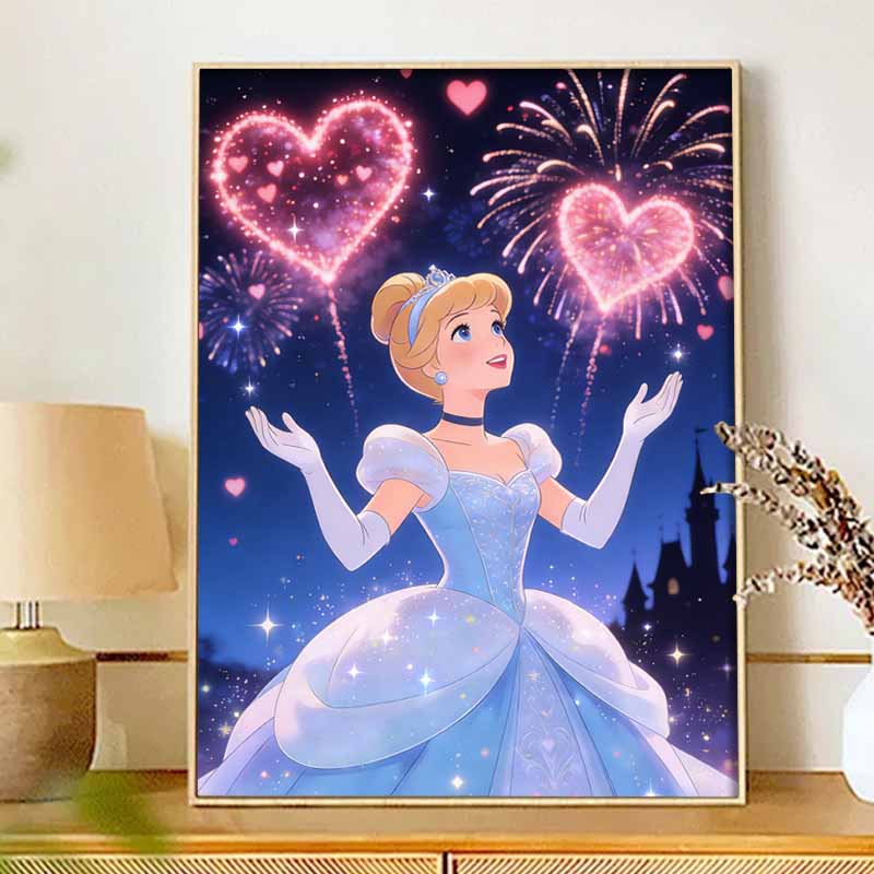 Disney Diamond Painting Set Full Drill 5D Cinderella Art Home Decor Creative Handicrafts Romantic Night