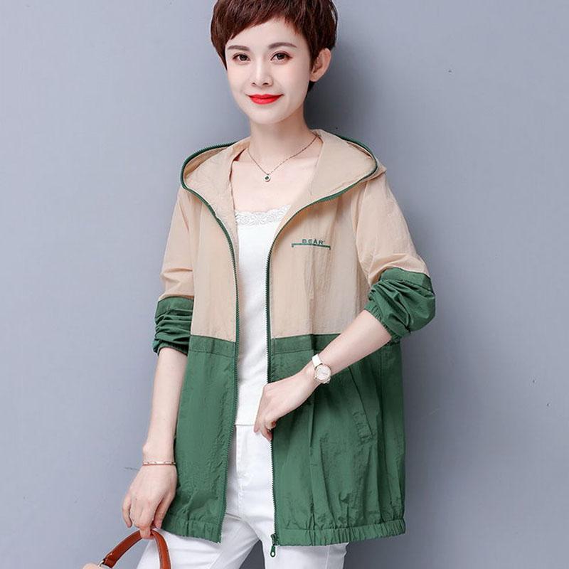 Sonnenschutzkleidung Damen Neue Kapuzenjacke Lockere Lässige Sonnenschutzkleidung UV-Schutz Dünnmantel Reißverschluss Strickjacke Mantel