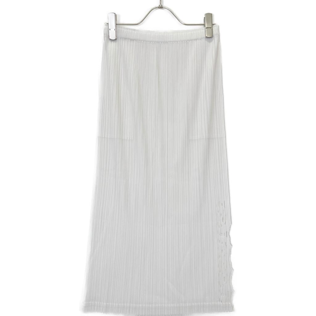 PLEATS PLEASE 19Stainless Steel PP91-JG763 White Cutwork Slit Pleated Skirt Skirt 3 whiteUsed
