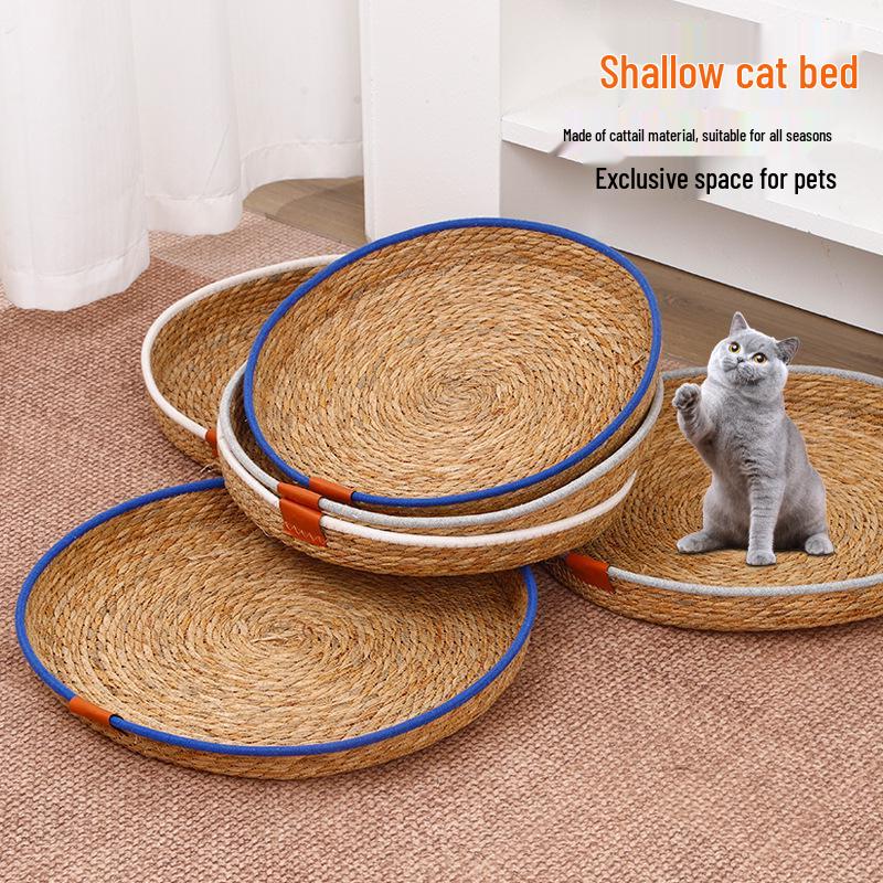 Breathable Woven Cattail All-Season Cat Bed