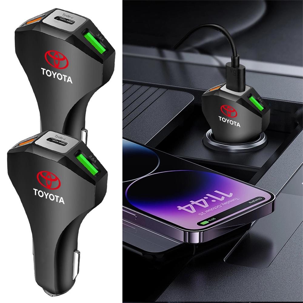 Car Charger Dual Port Type C PD25W Fast Charging Adapter QC 3.0 For Toyota Avalon Mirai Avensis Prado Hilux VVT-I 4WD Corolla