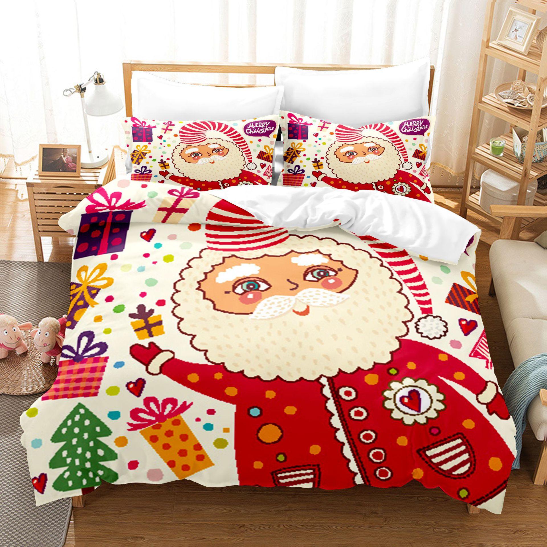 

Santa Claus Comforter Cover Set, Super Soft Microfiber Duvet Cover,King Size,New Year Presents,Christmas Decorations Bedding Set EU single(135x200cm)
