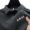 Mens Business Casual Polo Shirt Short Sleeve Solid Color Slim Fit Daily Wear