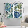 2pcs,2D plane printing Curtains Blue-Green Floral Symphony Versatile Fabric (without rod) Home Decor Ldeal for Kitchen Living