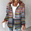 Women's Casual And Fashionable Large Plaid Pattern Patchwork Hooded Button Jacket