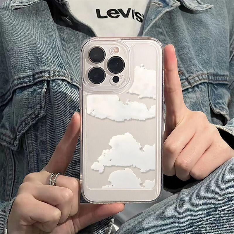 Simple, Small and Fresh Clouds, Suitable for iPhone17 Mobile Phone Case 16promax Japanese 13/14 High Value 15