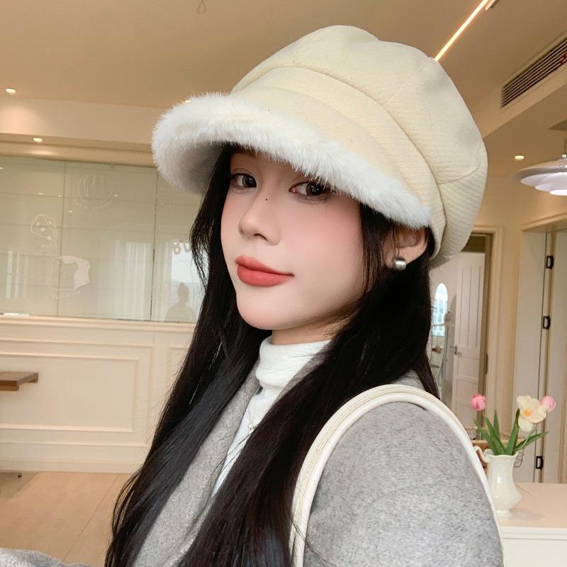 Women S Winter Octagonal Hat Large Brim Fashion Versatile Japanese Style