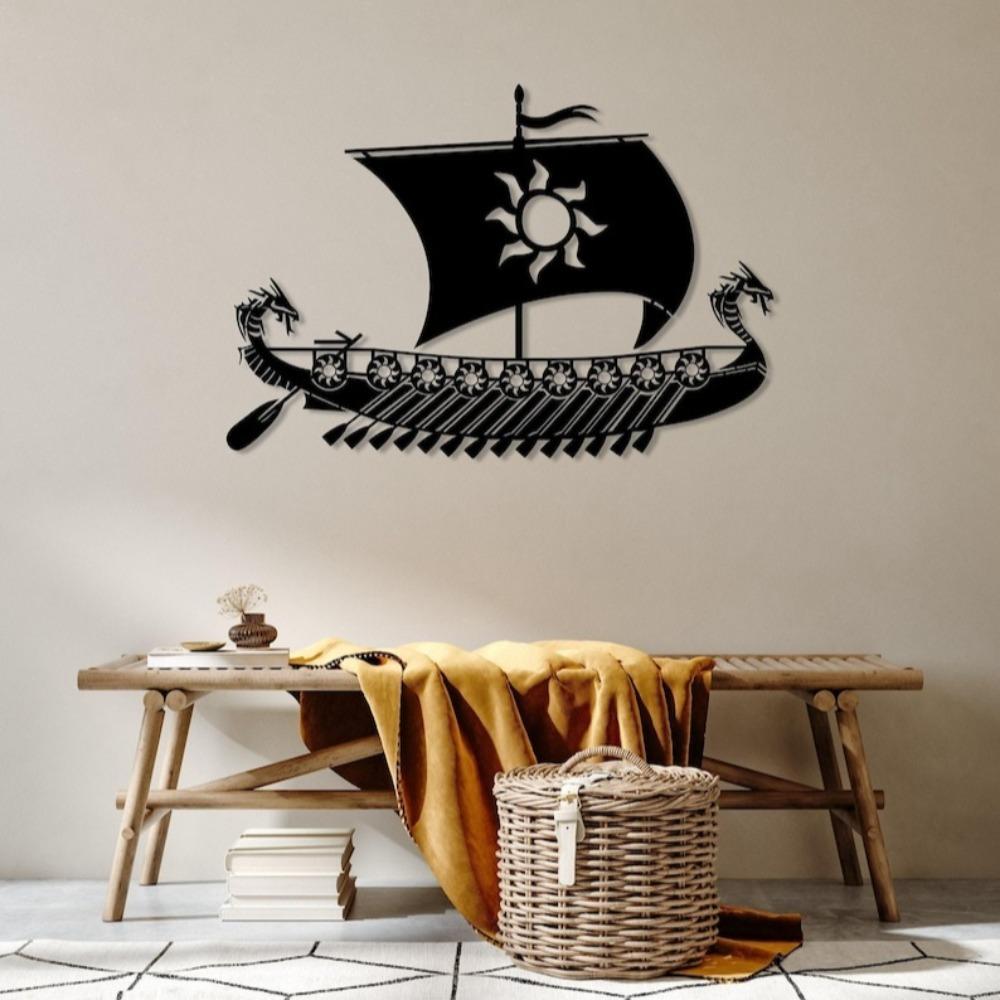Viking Ship Wall Decor Metal Art Pirate Sculpture Living Room Gift