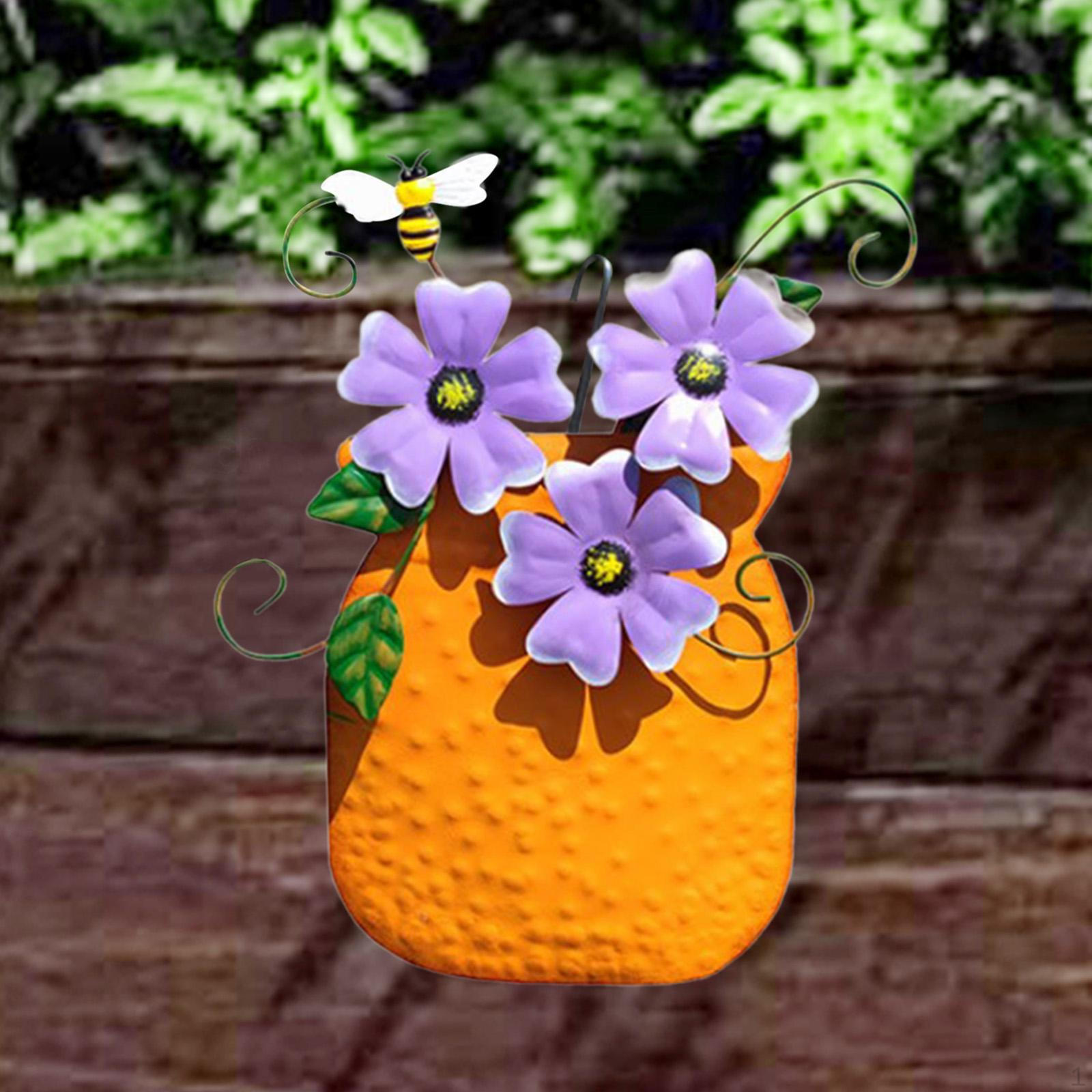 

Metal Flower Vase Wall Decor,Outdoor Iron Rustic Sturdy Art Ornament Garden Hanging Sculpture