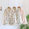 Women's Flannel Thickened Long Sleeve Cardigan Pajama Top for Home or Outdoor Wear
