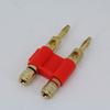 Zweireihiger 4-mm-Doppelbananenstecker, rot-schwarzer Anschluss, vergoldeter Lautsprecheradapter, zweipoliger Audio-Lautsprecher-Kreuzstecker