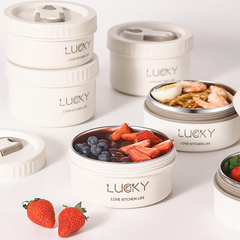 He Baifu 3-Layer 304 Stainless Steel Insulated Lunch Box with Bag & Cutlery