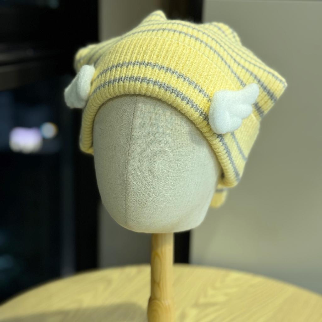 New Autumn and Winter Striped Patch Letter Scarf Shawl One Piece Knitted Hat Women's Warm and Interesting Pullover Hat Trend