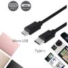 30cm/100cm Type C To Micro USB Cable Black USB-C Male To Micro USB Male Cable For Huawei For Xiaomi