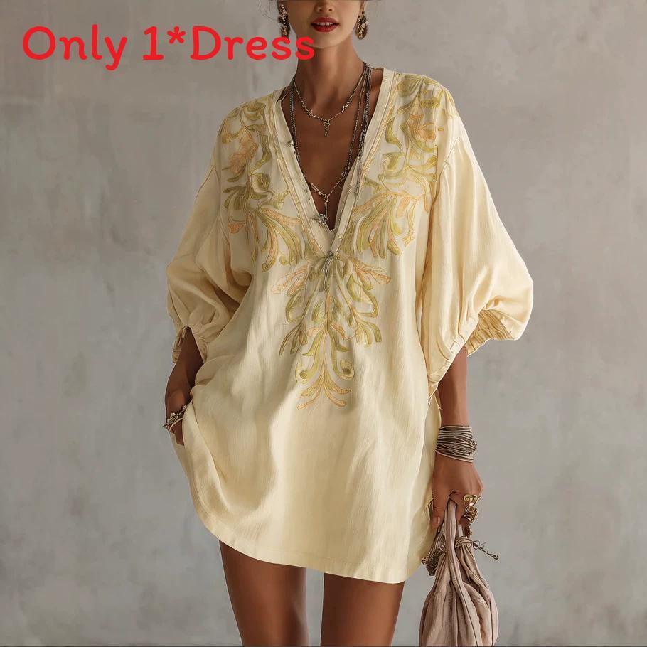Street Style Mini Dress With Deep V Neck Floral Print For Summer Casual Wear