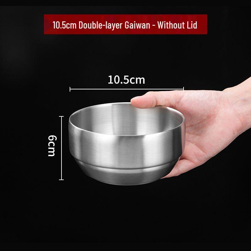 

Двошарова рисова миска з нержавіючої сталі в корейському стилі з кришкою - Антиопікова миска для супу та кімчі для дітей