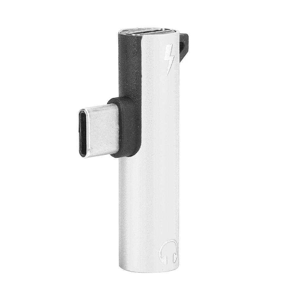 2Pcs 2 In 1 TypeC To 3.5mm Assist Cable Headset Distributor Adapter(silver )