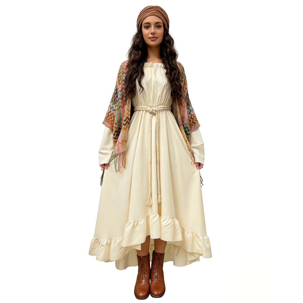 Medieval cos renaissance dress, one-word shoulder, dress suit clothing knitted shawl
