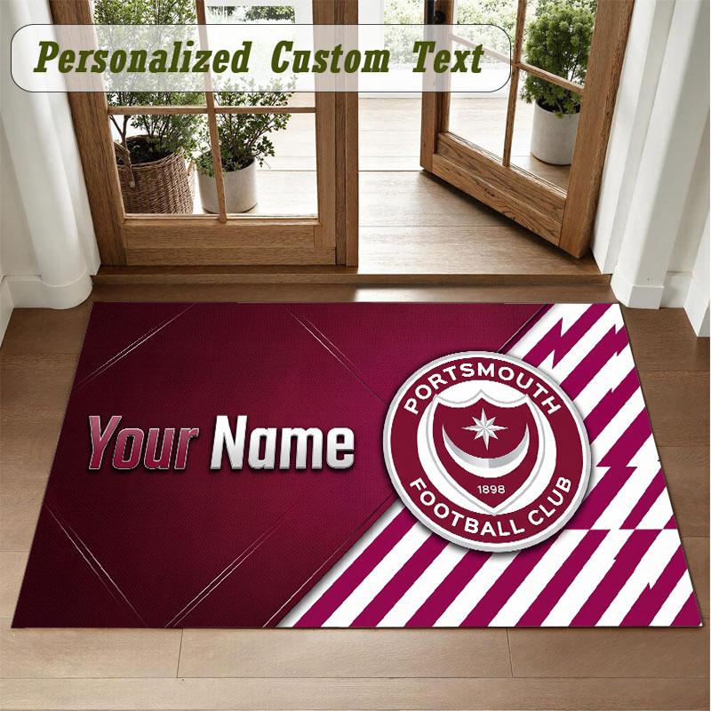 Crystal Velvet Square Rug Custom NamePortsmouth FC Pattern Non Slip Home Floor Decor Rug
