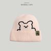 Hats for Women's Autumn and Winter New Bear Embroidered Knitted Hat Korean Style Versatile Wool Hat Couple Smiling Cloth Label Cold Hat Men