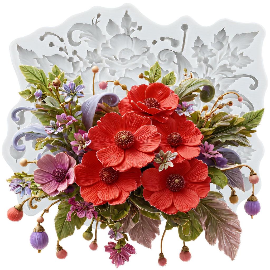 Silikonové formy v barokním stylu, reliéfní květinové, fondánová forma, nástroje na zdobení dortů, topper na cupcake, forma na bonbóny, čokoládu, gumpastu