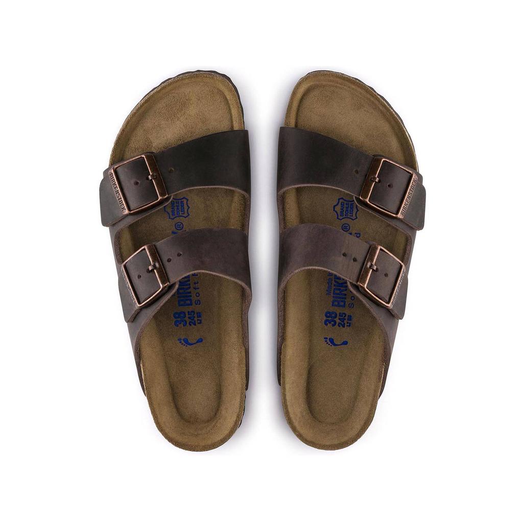 Women's Birkenstock Arizona Sandals Soft Footbed Oiled Leather Habana Narrow (0452763)