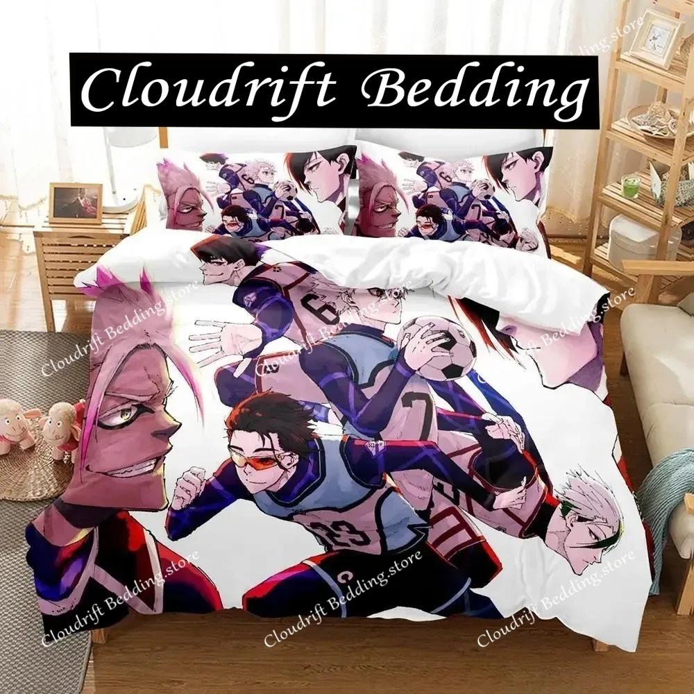 New B-Blue L-Lock Bedding Set Single Twin Full Queen King Size Bed Set Adult Kid Bedroom Duvet Cover Sets 3D Anime Bed Sheet Set