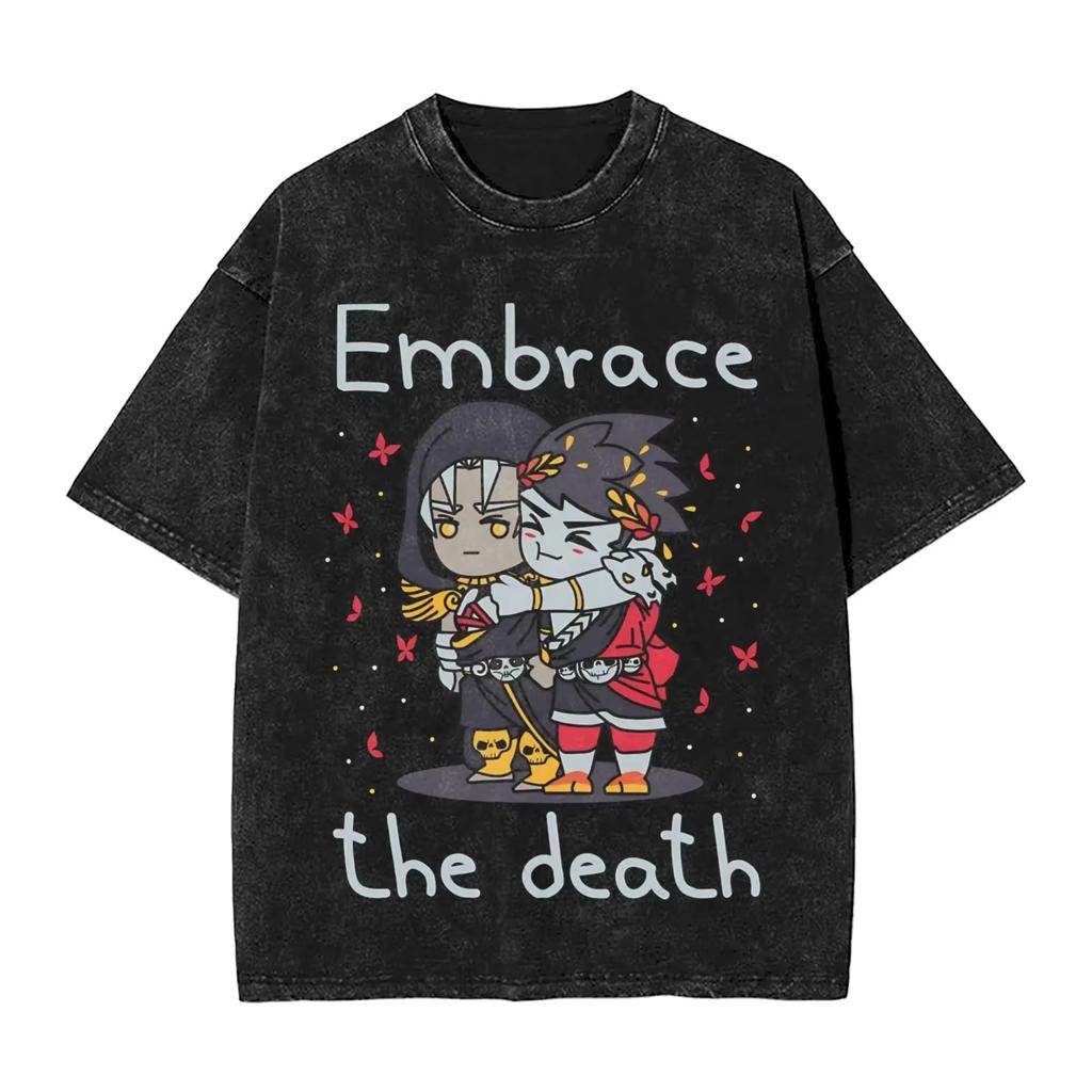 Classic Retro Game Hades Zagreus Funny Graphic Print T-Shirt Men Women Vintage Washed Cotton Y2K Harajuku Unisex Oversize Streetwear Short Sleeve Top