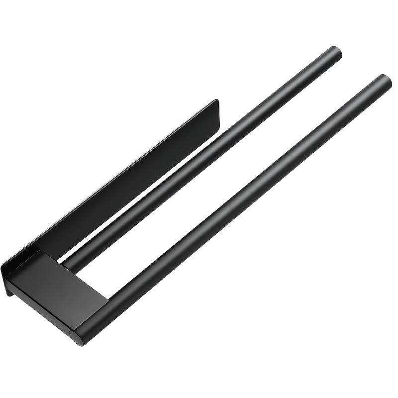 Bathroom Towel Racks No Drill Double Adhesive Towel Bar Stainless Steel Black 39 CM Towel Rack for Bathroom and Kitchen