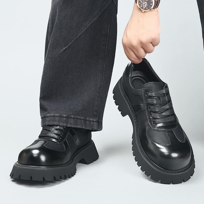 Autumn and winter new men's shoes platform heightening derby shoes men's retro business commuting fashion versatile casual big head leather shoes