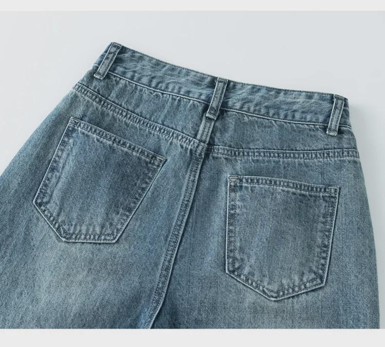 Women's Thick Velvet-Lined Wide-Leg Korean Style Jeans - High Waist, Loose Fit, Floor-Length, Slim Straight, Perfect for Winter Warmth.