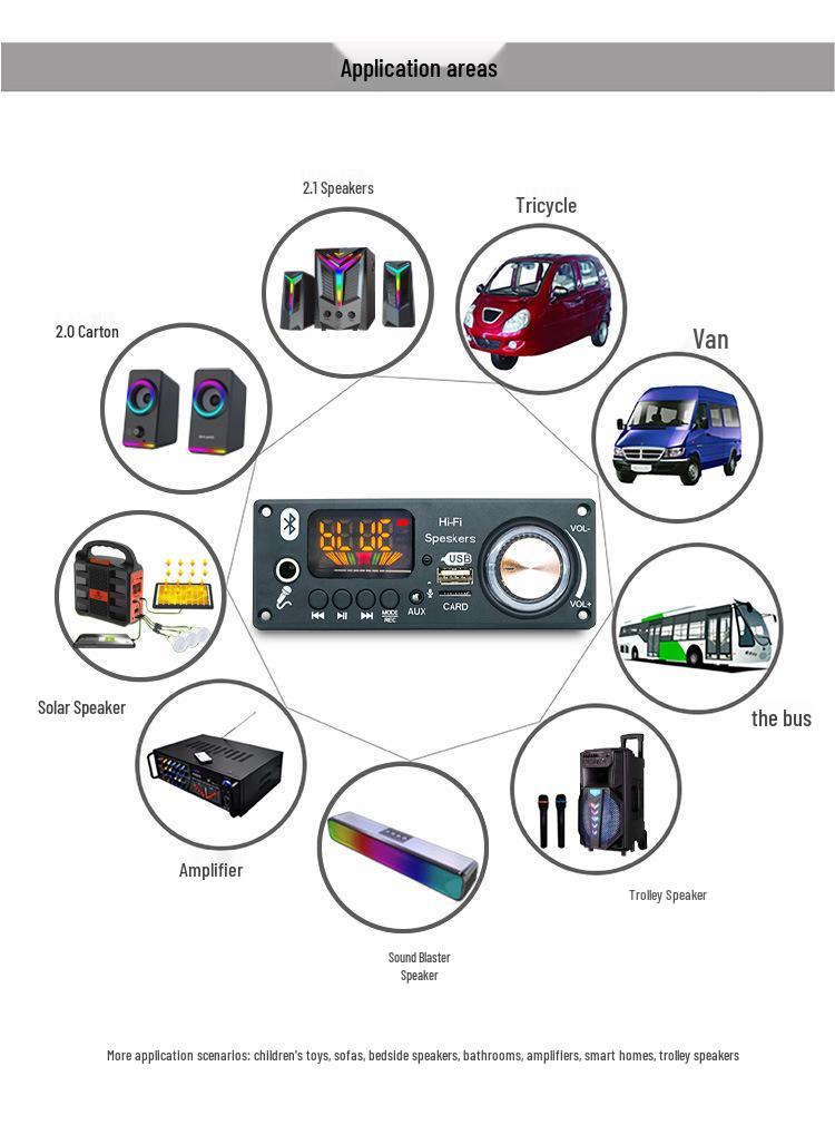 JQ Bluetooth MP3 Decoder Amplifier 2x80W 6V-24V Car Audio Module